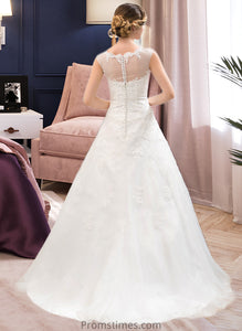 Lilliana Ball-Gown/Princess Illusion Sweep Train Organza Tulle Wedding Dress With Beading Sequins XXBP0013719