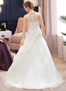 Lilliana Ball-Gown/Princess Illusion Sweep Train Organza Tulle Wedding Dress With Beading Sequins XXBP0013719