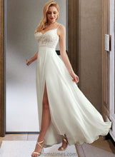 Load image into Gallery viewer, Hope A-Line V-neck Floor-Length Wedding Dress With Split Front XXBP0013721