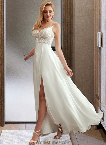 Hope A-Line V-neck Floor-Length Wedding Dress With Split Front XXBP0013721