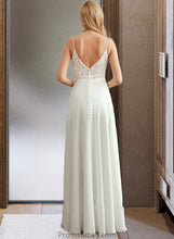 Load image into Gallery viewer, Hope A-Line V-neck Floor-Length Wedding Dress With Split Front XXBP0013721