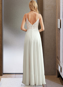 Hope A-Line V-neck Floor-Length Wedding Dress With Split Front XXBP0013721