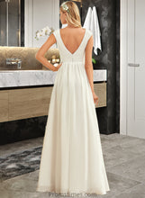 Load image into Gallery viewer, Bridget A-Line V-neck Floor-Length Chiffon Lace Wedding Dress XXBP0013722