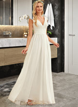 Load image into Gallery viewer, Bridget A-Line V-neck Floor-Length Chiffon Lace Wedding Dress XXBP0013722