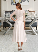 Load image into Gallery viewer, Annika A-Line Scoop Neck Tea-Length Wedding Dress With Pockets XXBP0013723