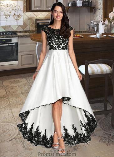 Teresa Ball-Gown/Princess Scoop Neck Asymmetrical Satin Wedding Dress XXBP0013728