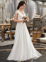 Load image into Gallery viewer, Keely A-Line V-neck Floor-Length Chiffon Lace Wedding Dress With Ruffle XXBP0013729