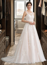 Load image into Gallery viewer, Deborah Ball-Gown/Princess Scoop Neck Court Train Tulle Wedding Dress With Beading Sequins XXBP0013730