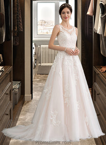 Deborah Ball-Gown/Princess Scoop Neck Court Train Tulle Wedding Dress With Beading Sequins XXBP0013730