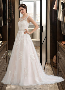 Deborah Ball-Gown/Princess Scoop Neck Court Train Tulle Wedding Dress With Beading Sequins XXBP0013730