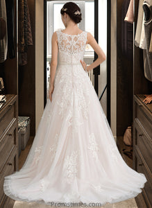 Deborah Ball-Gown/Princess Scoop Neck Court Train Tulle Wedding Dress With Beading Sequins XXBP0013730