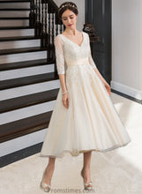 Load image into Gallery viewer, Alisson Ball-Gown/Princess V-neck Tea-Length Tulle Wedding Dress XXBP0013731