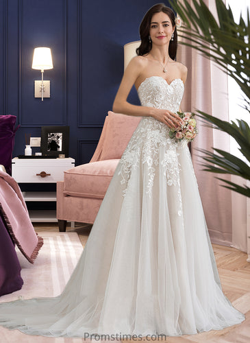 Lilianna Ball-Gown/Princess Sweetheart Court Train Tulle Wedding Dress XXBP0013732