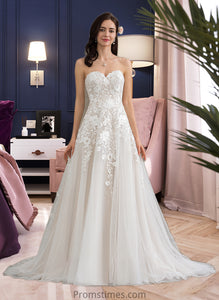 Lilianna Ball-Gown/Princess Sweetheart Court Train Tulle Wedding Dress XXBP0013732