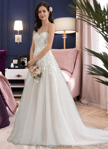 Lilianna Ball-Gown/Princess Sweetheart Court Train Tulle Wedding Dress XXBP0013732