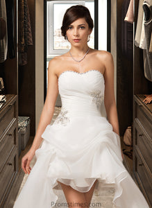 Ariel A-Line Sweetheart Asymmetrical Organza Wedding Dress With Ruffle Beading Sequins XXBP0013733