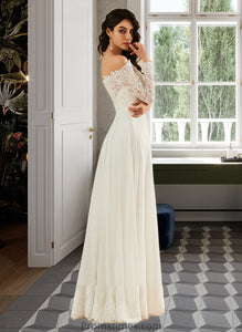 Saniya A-Line Off-the-Shoulder Sweep Train Wedding Dress With Lace XXBP0013734