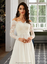 Load image into Gallery viewer, Saniya A-Line Off-the-Shoulder Sweep Train Wedding Dress With Lace XXBP0013734