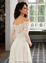 Load image into Gallery viewer, Saniya A-Line Off-the-Shoulder Sweep Train Wedding Dress With Lace XXBP0013734