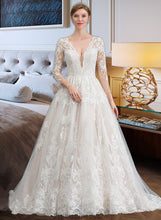 Load image into Gallery viewer, Kenna Ball-Gown/Princess V-neck Chapel Train Tulle Wedding Dress XXBP0013735