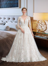 Load image into Gallery viewer, Kenna Ball-Gown/Princess V-neck Chapel Train Tulle Wedding Dress XXBP0013735