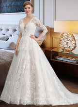 Load image into Gallery viewer, Kenna Ball-Gown/Princess V-neck Chapel Train Tulle Wedding Dress XXBP0013735