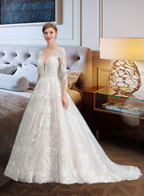 Load image into Gallery viewer, Kenna Ball-Gown/Princess V-neck Chapel Train Tulle Wedding Dress XXBP0013735