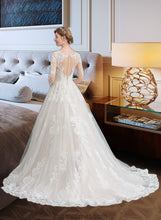 Load image into Gallery viewer, Kenna Ball-Gown/Princess V-neck Chapel Train Tulle Wedding Dress XXBP0013735