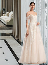 Load image into Gallery viewer, Rebecca Ball-Gown/Princess Off-the-Shoulder Chapel Train Wedding Dress XXBP0013742