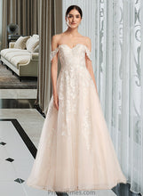 Load image into Gallery viewer, Rebecca Ball-Gown/Princess Off-the-Shoulder Chapel Train Wedding Dress XXBP0013742