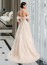 Load image into Gallery viewer, Rebecca Ball-Gown/Princess Off-the-Shoulder Chapel Train Wedding Dress XXBP0013742