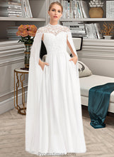 Load image into Gallery viewer, Maia A-Line High Neck Floor-Length Chiffon Wedding Dress XXBP0013748