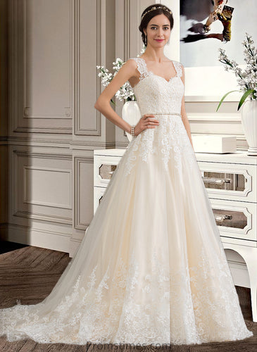 Renee Ball-Gown/Princess Sweetheart Court Train Tulle Wedding Dress With Beading Sequins XXBP0013813