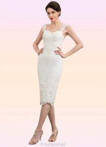 Lesly Sheath/Column Sweetheart Knee-Length Lace Stretch Crepe Mother of the Bride Dress With Beading XXB126P0014973