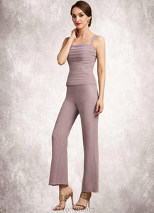 Evelin Jumpsuit/Pantsuit Square Neckline Ankle-Length Chiffon Mother of the Bride Dress With Ruffle XXB126P0014984