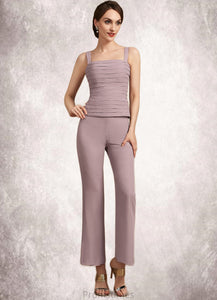 Evelin Jumpsuit/Pantsuit Square Neckline Ankle-Length Chiffon Mother of the Bride Dress With Ruffle XXB126P0014984