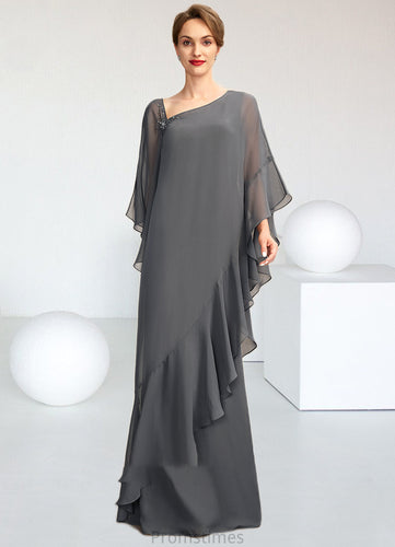 Ellie Sheath/Column One-Shoulder Floor-Length Chiffon Mother of the Bride Dress XXB126P0014995