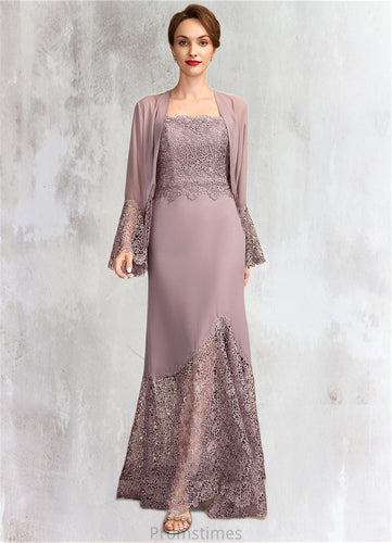 Violet Trumpet/Mermaid Square Neckline Asymmetrical Chiffon Lace Mother of the Bride Dress XXB126P0015001