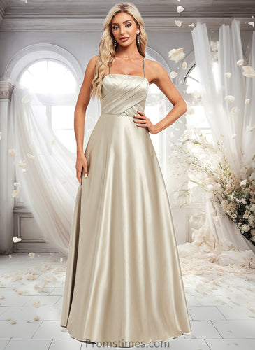 Isis A-line Square Floor-Length Satin Bridesmaid Dress XXBP0025789