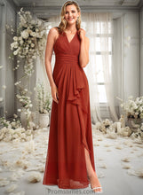 Load image into Gallery viewer, Madalyn A-line V-Neck Floor-Length Chiffon Bridesmaid Dress With Ruffle XXBP0025754