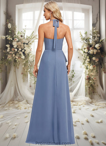 Asia A-line Halter Floor-Length Chiffon Bridesmaid Dress XXBP0025799