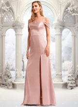 Load image into Gallery viewer, Isabela A-line Cold Shoulder Floor-Length Stretch Satin Bridesmaid Dress XXBP0025747