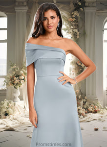 Miracle A-line Asymmetrical Off the Shoulder Floor-Length Satin Prom Dresses XXBP0025884