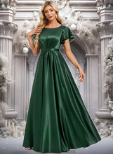 Load image into Gallery viewer, Maisie A-line Scoop Floor-Length Stretch Satin Bridesmaid Dress With Ruffle XXBP0025770