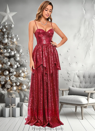 Genesis A-line Sweetheart Floor-Length Sequin Prom Dresses XXBP0025868