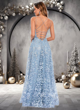 Load image into Gallery viewer, Karly A-line Scoop Floor-Length Lace Floral Prom Dresses XXBP0025847