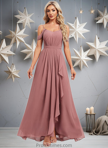 Edith A-line Cold Shoulder Asymmetrical Chiffon Bridesmaid Dress XXBP0025823