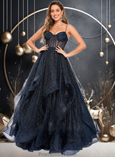 Load image into Gallery viewer, Melanie Ball-Gown/Princess V-Neck Floor-Length Tulle Prom Dresses XXBP0025863