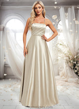 Load image into Gallery viewer, Lizbeth A-line Square Floor-Length Satin Bridesmaid Dress XXBP0025789