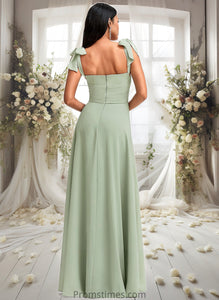 Valery A-line Cowl Floor-Length Chiffon Bridesmaid Dress With Bow XXBP0025738